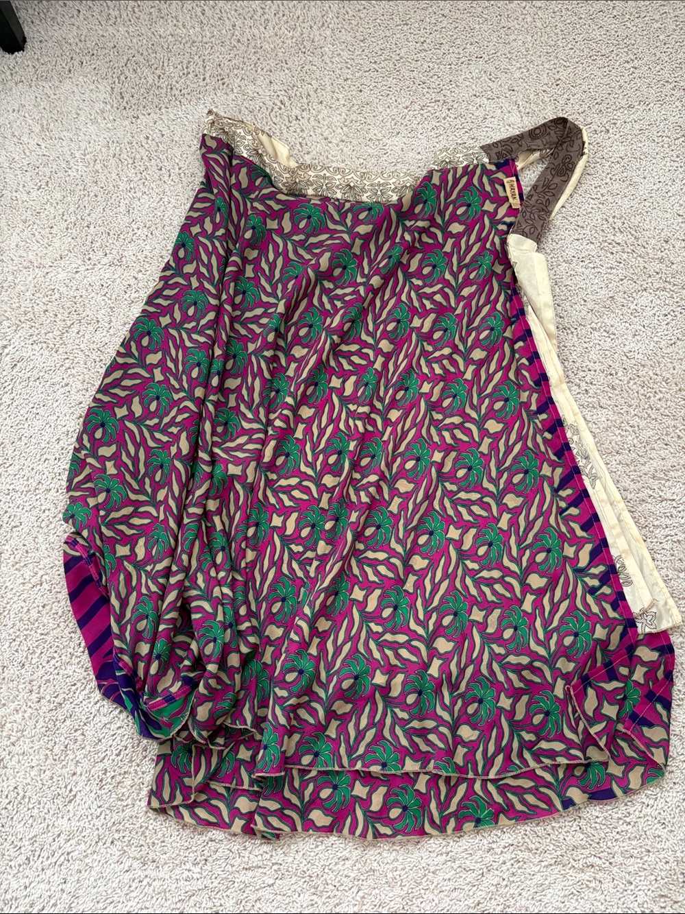 Vibrant Floral Print Maxi Dress or Skirt  in Fuchsia, Green, Cream